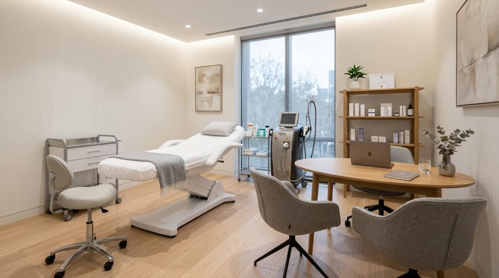 Modern medical aesthetic clinic interior: Clean minimalist t